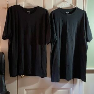 2 men’s 2XL short sleeve black tshirts, long